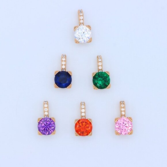 "Elegant Pink Round Pendant with Gold Plated Sparkling Bail Detail, XPPT1720 - Picture 9 of 13